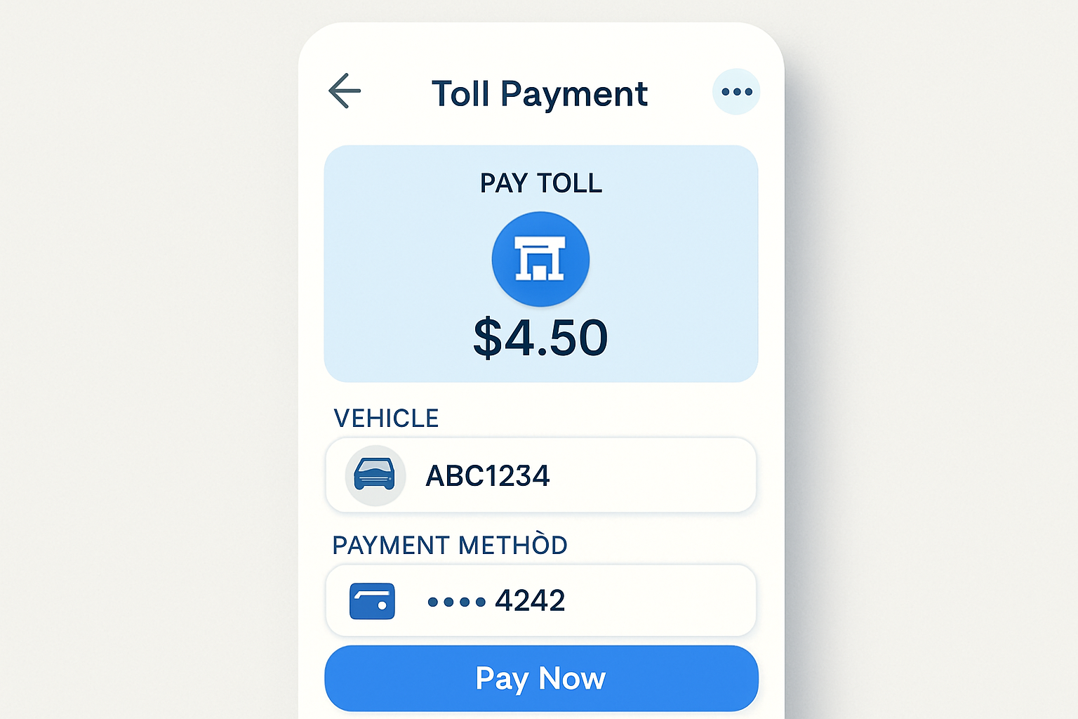 User-friendly toll payment app interface